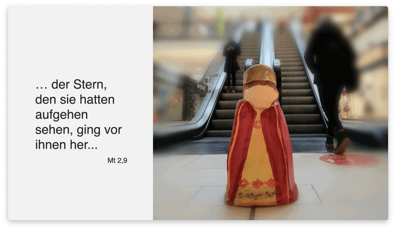 Weihnachten feiern - und sich trotzdem gegenseitig schützen. Die Idee der Stationen-Krippengeschichte mit schönen Fotos wartet auf viele Nachahmer (Foto: Susanne Paetzold).