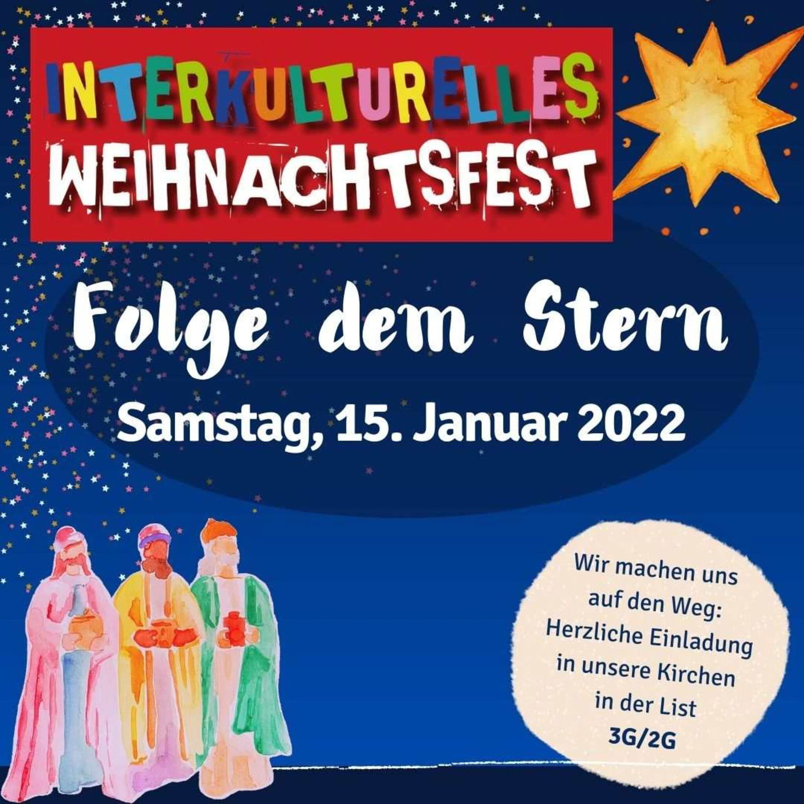 Plakat_Interkulturelles Weihnachtsfest_Folge dem Stern