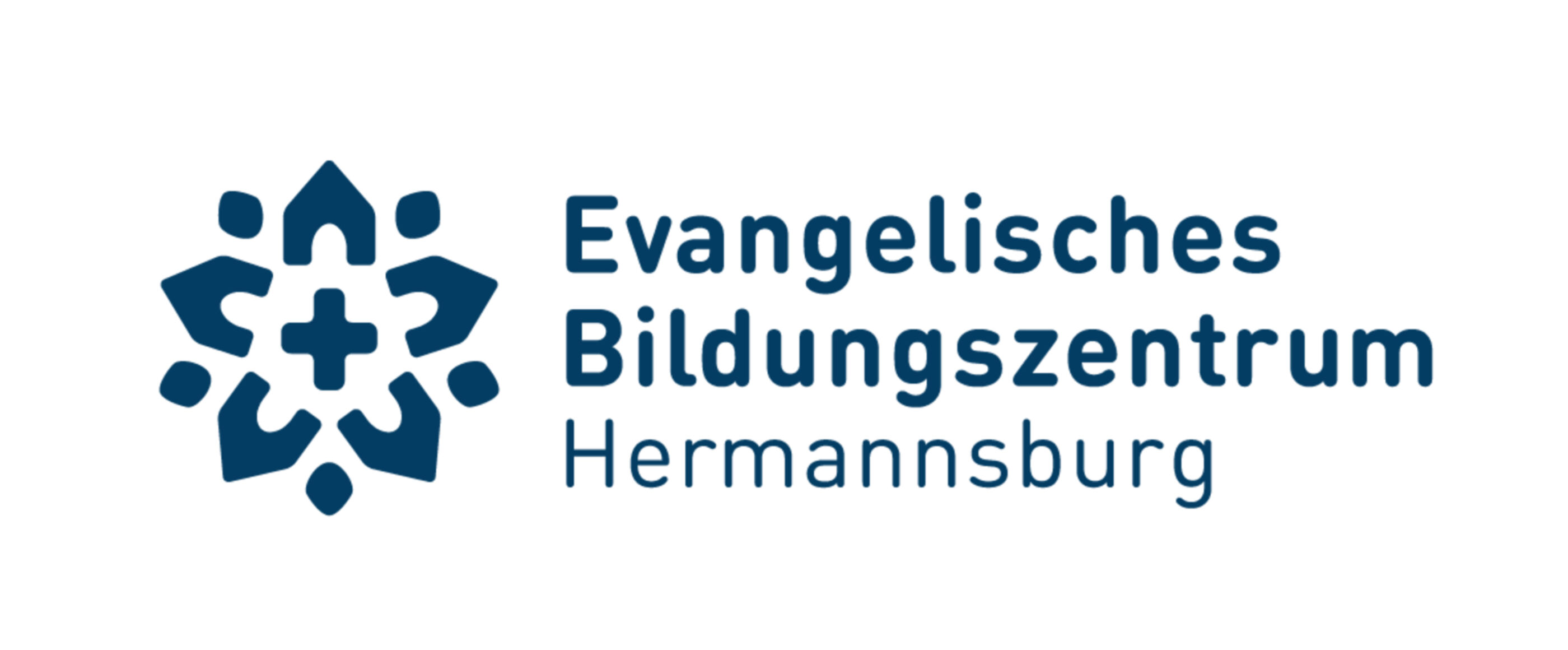 ein kleines kreuz und eine stilisierte Blüte. Daneben steht Evangelisches Bildungszentrum Hermannsburg