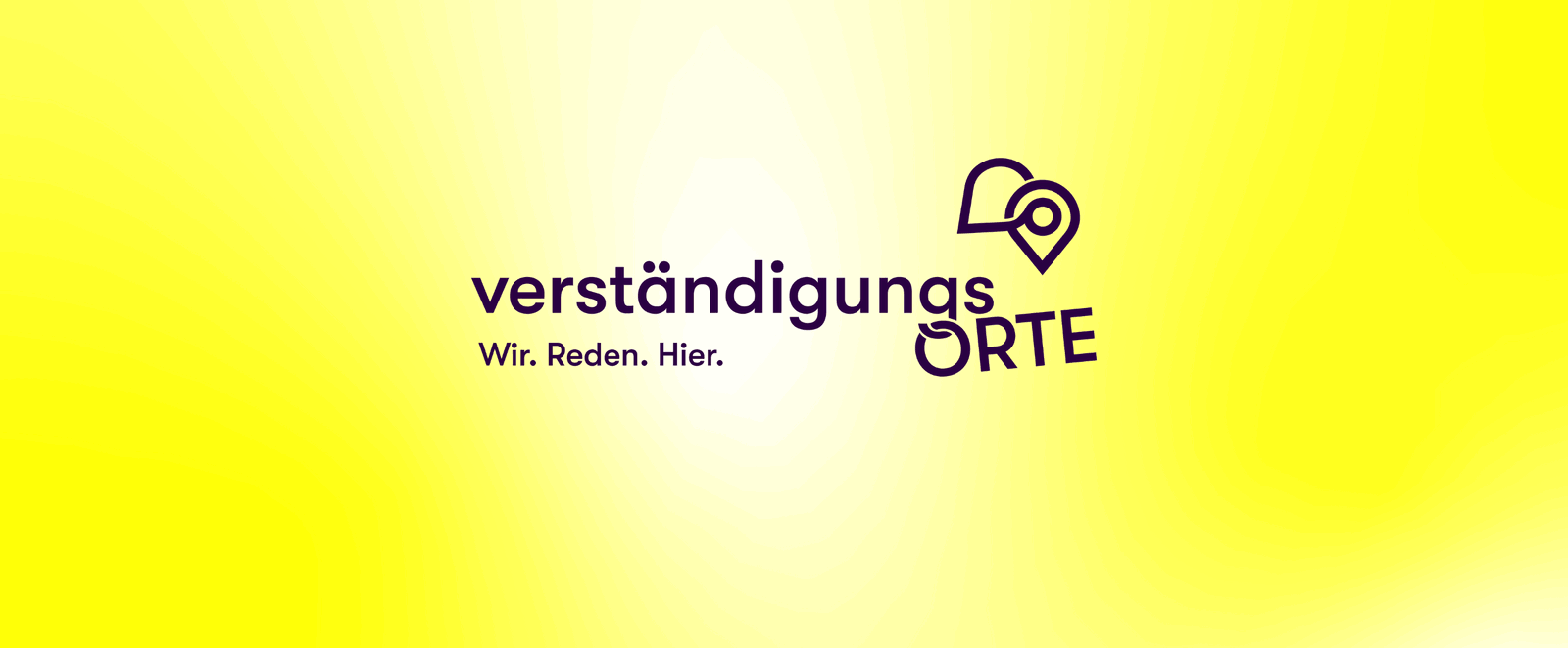 Logo der Aktion Verständigungsorte mit der Unterzeile Wir. Reden. Hier.