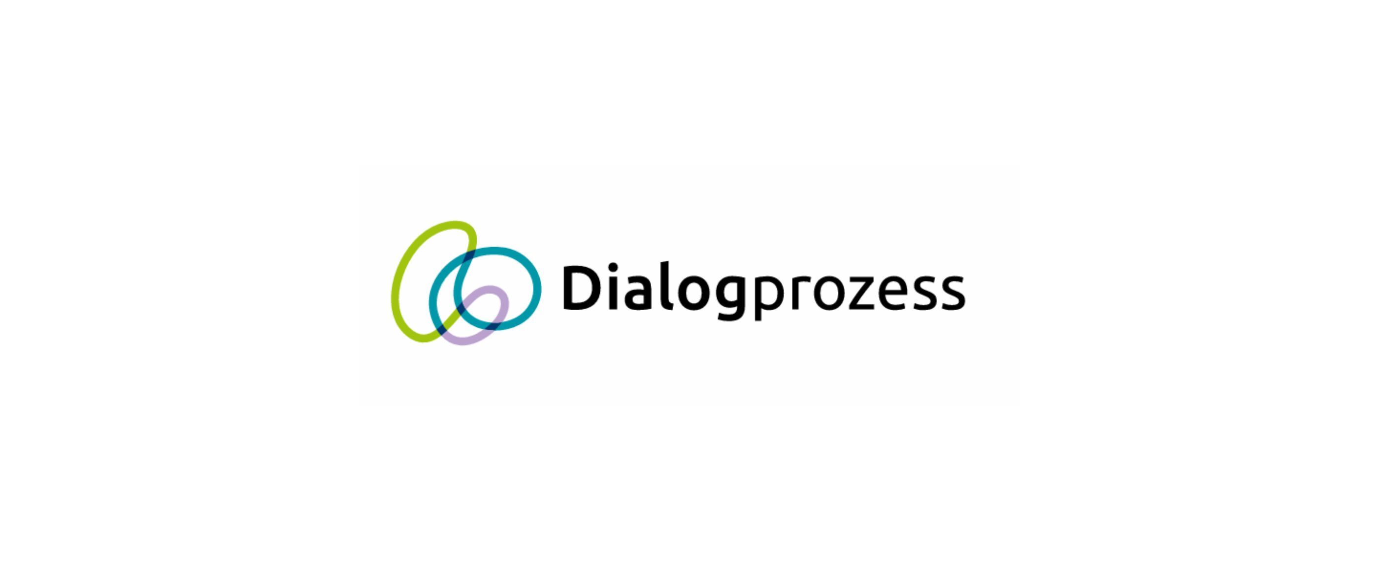 Der Schriftzug "Dialogprozess" auf weißem Grund.