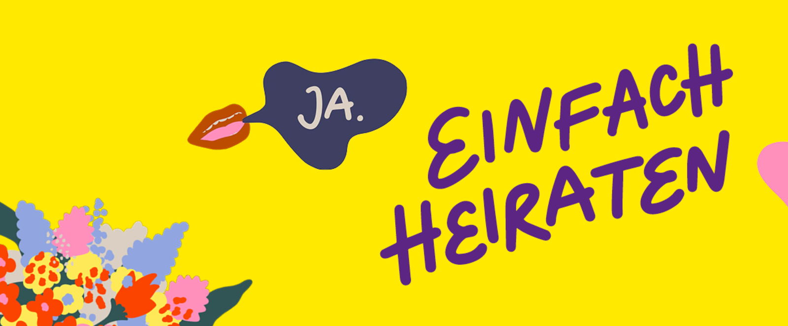 Auf buntem Hintergrund steht: Einfach heiraten