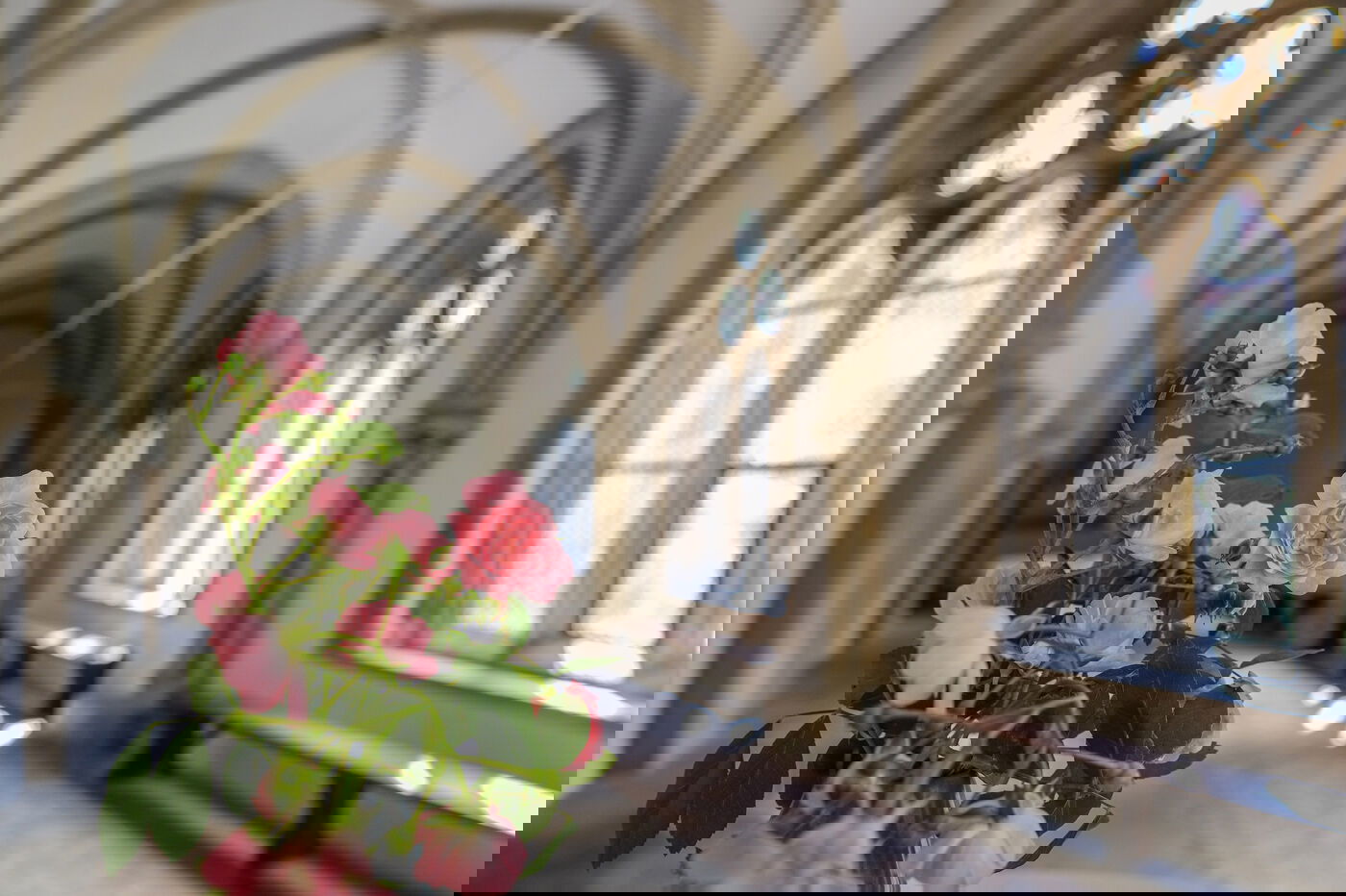 Eine Nahaufnahme einer blühenden Rose.