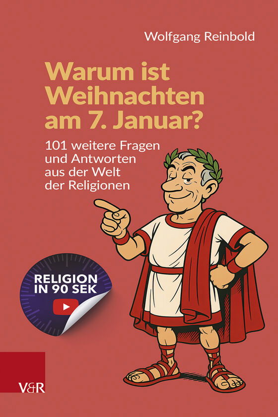 Ein rotes Buch mit einem Römer auf dem Cover.