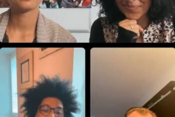 Quinton Ceasar (unten links), Pastor in Wiesmoor bei Aurich, wird vor laufender Kamera gefragt, ob er beim Abschlussgottesdienst des Kirchentages in Nürnberg predigen möchte.