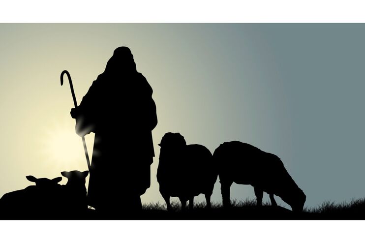 Mensch mit einem Hirtenstab