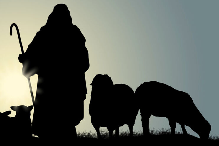 Mensch mit einem Hirtenstab