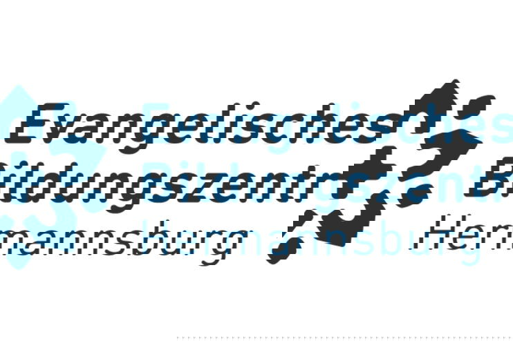 ein kleines kreuz und eine stilisierte Blüte. Daneben steht Evangelisches Bildungszentrum Hermannsburg